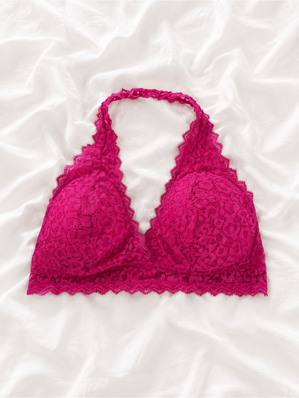 Auden Lace Halter Bralette in Fuchsia Pink